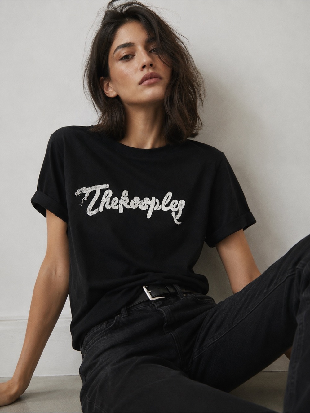 The Kooples Black Logo Graphic T-Shirt | 100% Cotton | Size 3 (L)